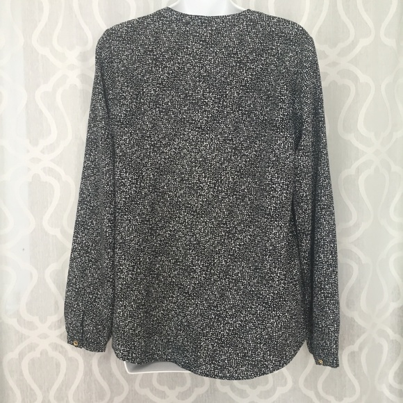 Michael Kors Black White Patterned Long Sleeve Top - Picture 4 of 6